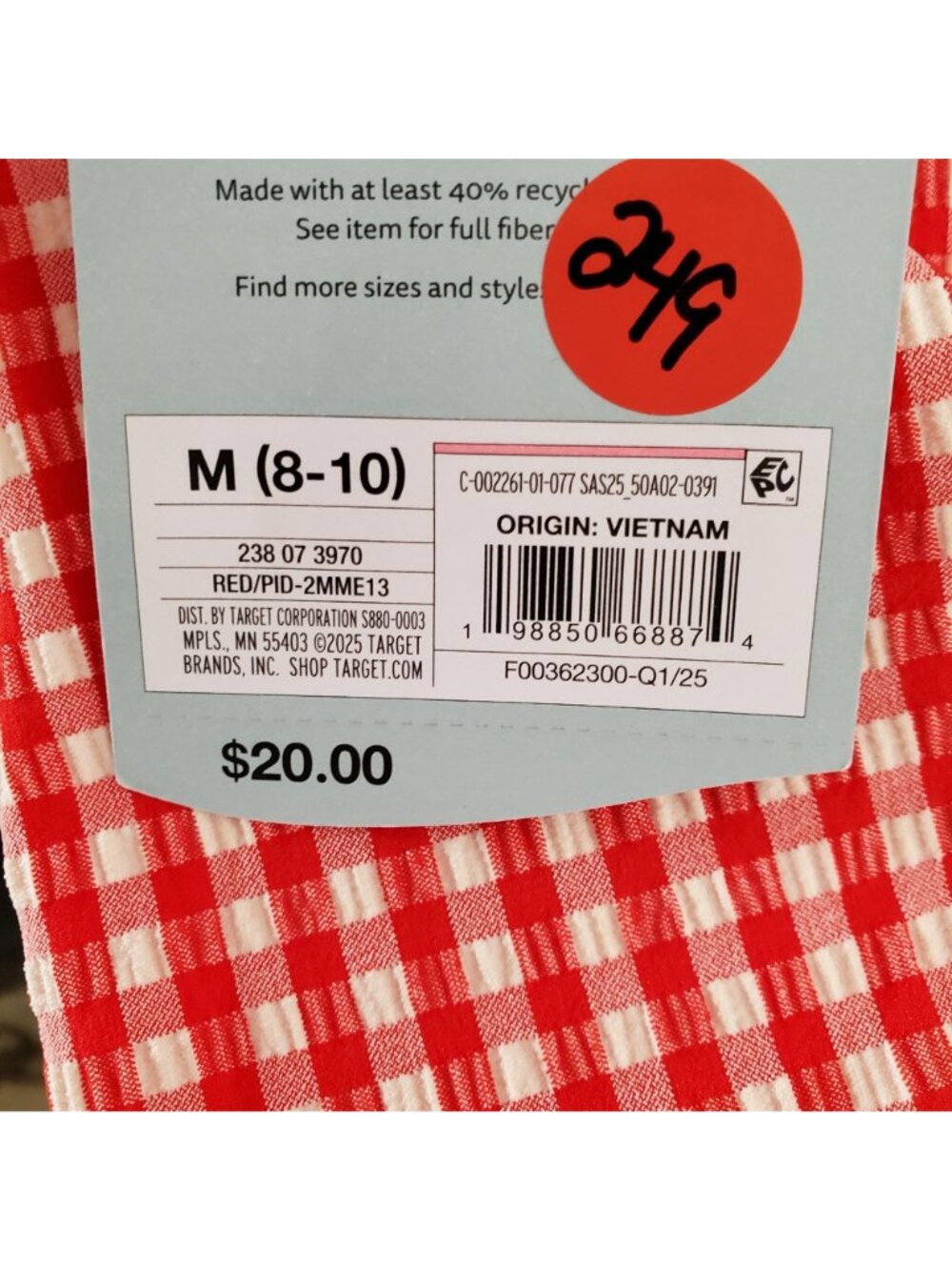 Red Gingham Wrap Skirt By Shade & Shore Medium M (8-10) Lightweight Summer Desig - Picture 7 of 7